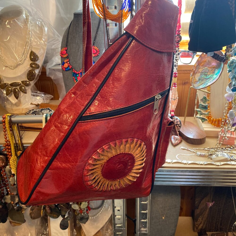 Egyptian Red Leather Backpack Made in Egypt - Picture 6 of 6
